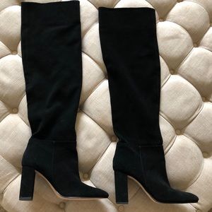 Zara Black Suede Knee High Boots